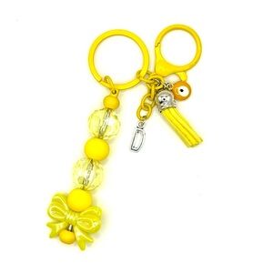 Yellow Keychain with Bow and Tassel